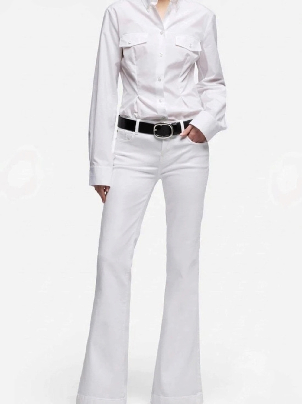 7 For All Mankind Denim Lustre Pleated High Waist Deigner White Trouser Jeans 29